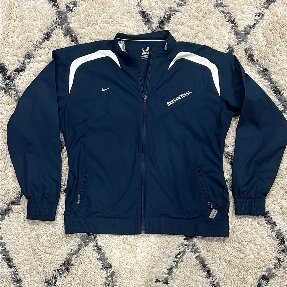 Nike Blue and White Track Jacket BYU